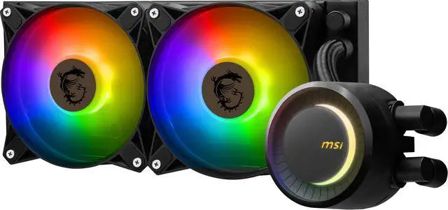 Alt view image 3 of 5 - MSI MAG CoreLiquid E240 Black - AIO ARGB CPU Liquid Cooler - Rotating Cap Design - 240mm Radiator - Dual 120mm ARGB PWM Fans - LGA 1851,1700 Ready / AM5 Compatible