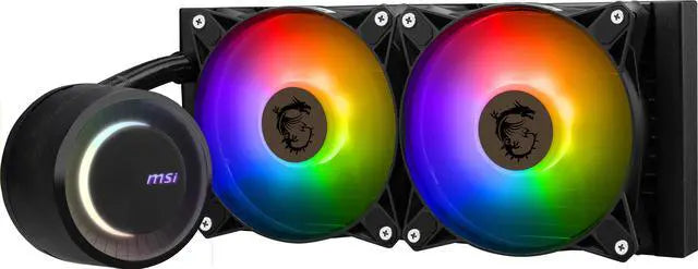 Alt view image 4 of 5 - MSI MAG CoreLiquid E240 Black - AIO ARGB CPU Liquid Cooler - Rotating Cap Design - 240mm Radiator - Dual 120mm ARGB PWM Fans - LGA 1851,1700 Ready / AM5 Compatible